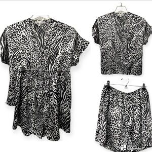 Victoria’s Secret Satin Black and White Animal Print pajamas